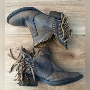 Circle G Jean Fringe Bootie 6